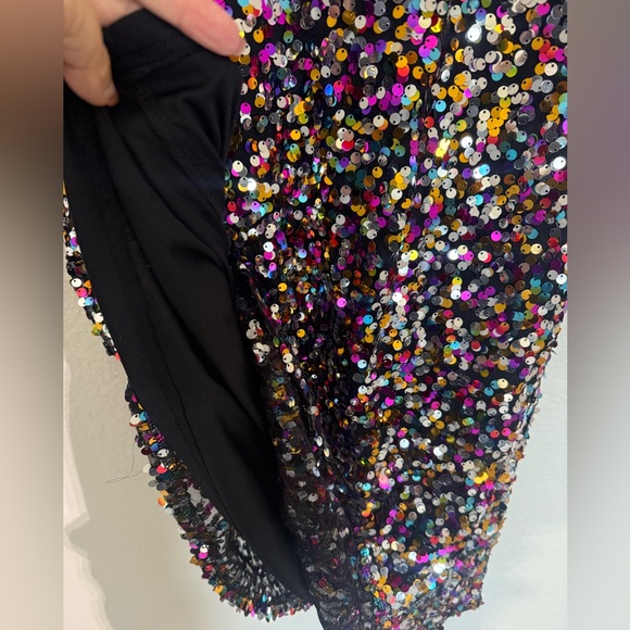 Sequin Multicolor Dress Boat Neck Party Dress New Year’s Eve Dress Holiday Large - Picture 8 of 9